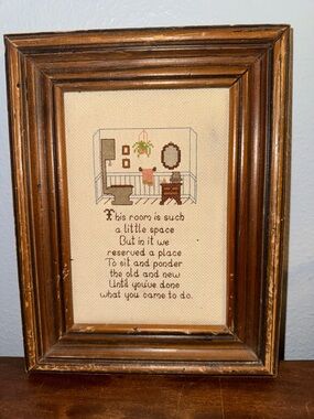 Vintage Rayna Designs Cross-stitch Sampler "A Country Bathroom"
